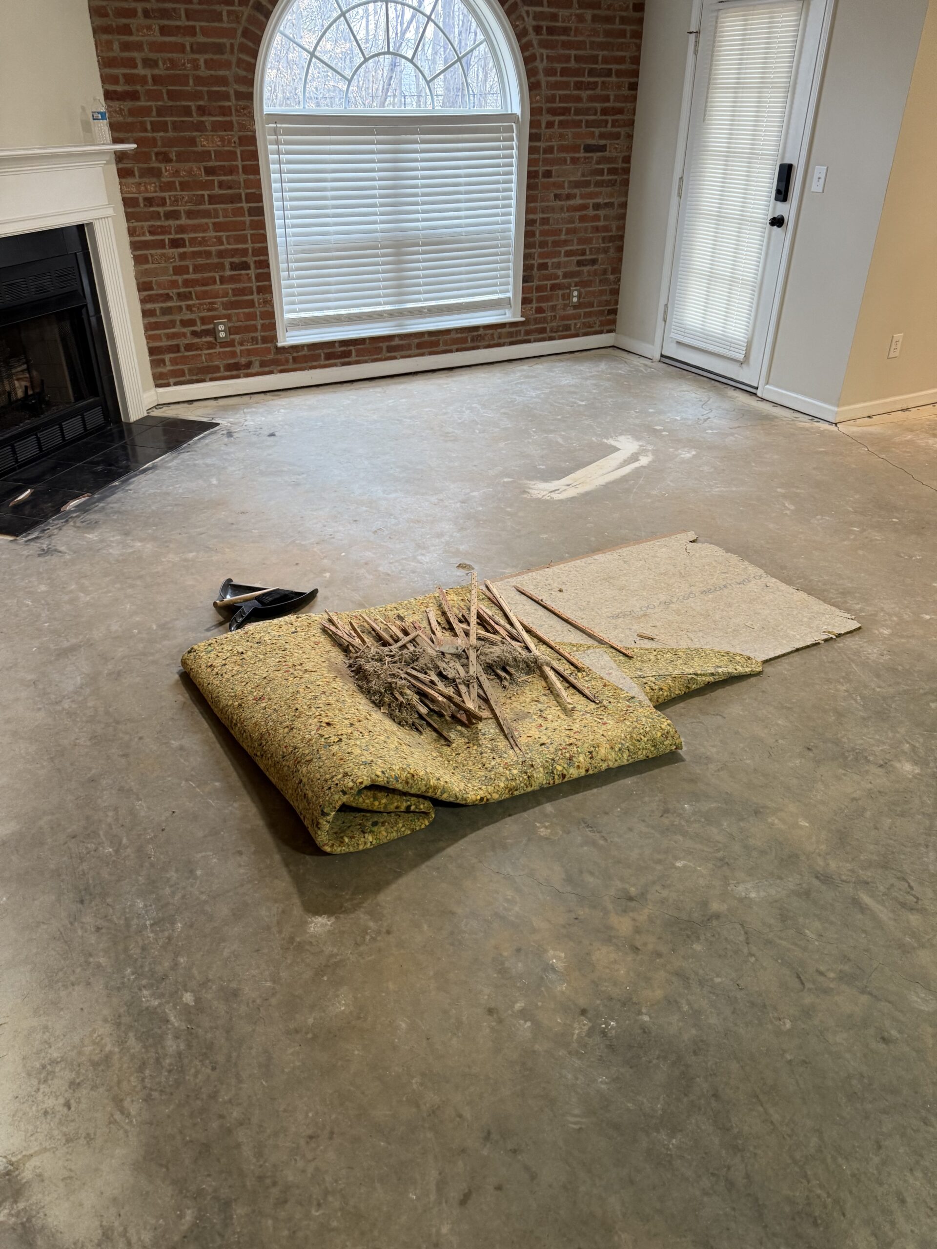Removed carpet, pad, tack strips, to prepare for LVP installation.
